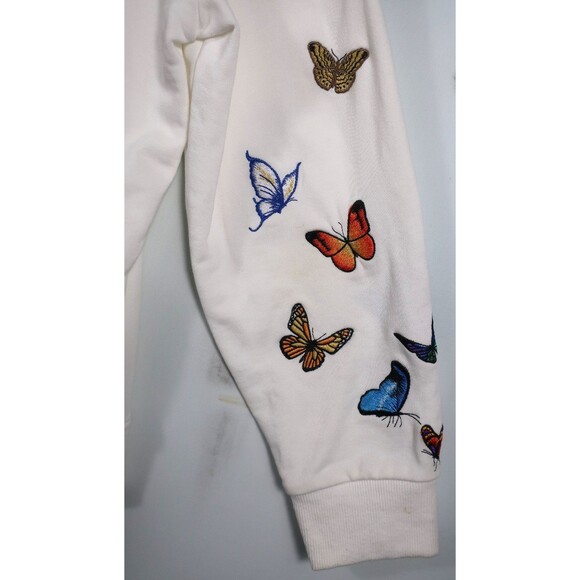 Kidoriman Women's Sweatshirt Hoodie Pullover Embroidered Butterflies Size XXL - Picture 3 of 9